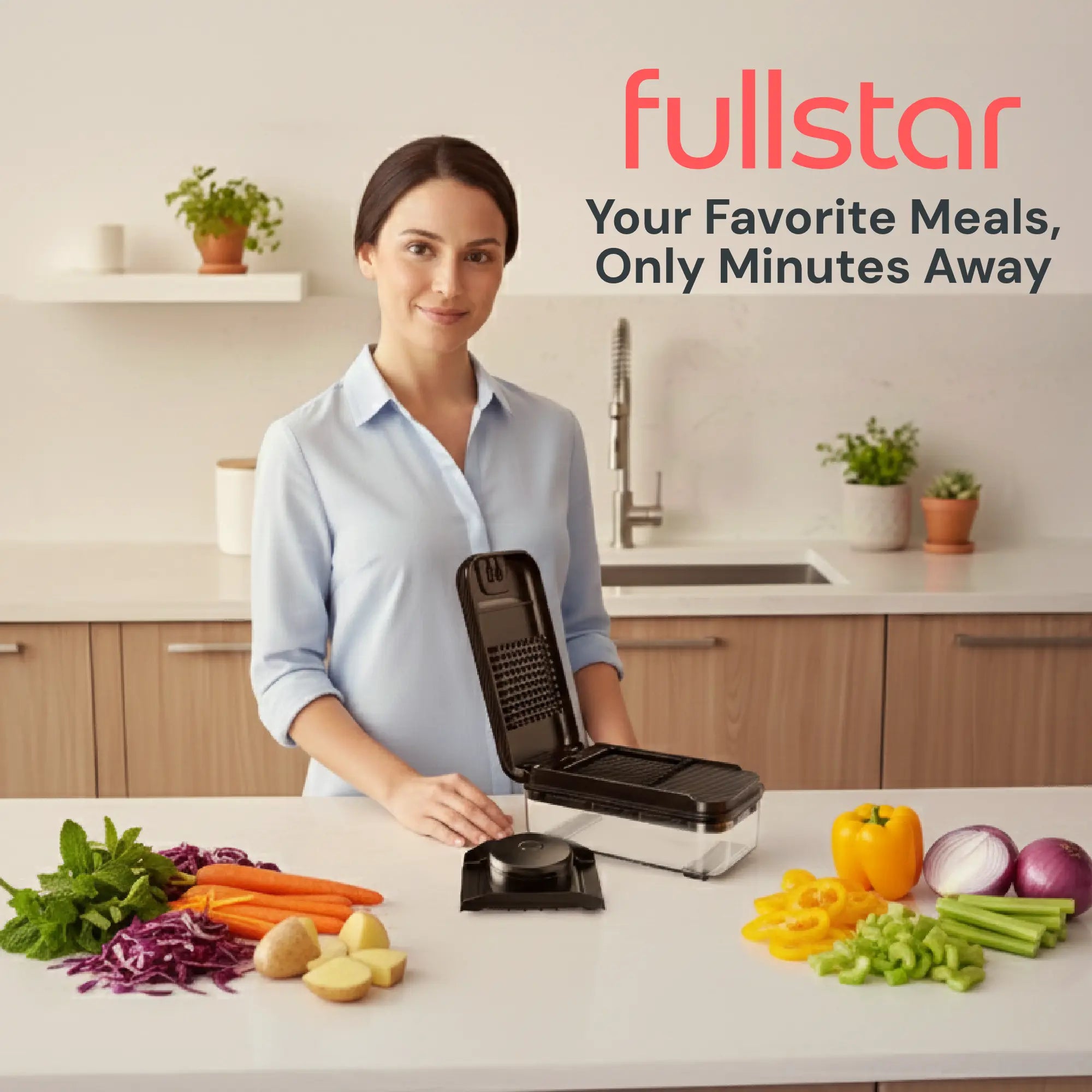 Fullstar Daily Vegetable Chopper – Veggie Chopper, Onion Potato Food Chopper & Slicer with Container, Kitchen Gadgets for Easy Prep