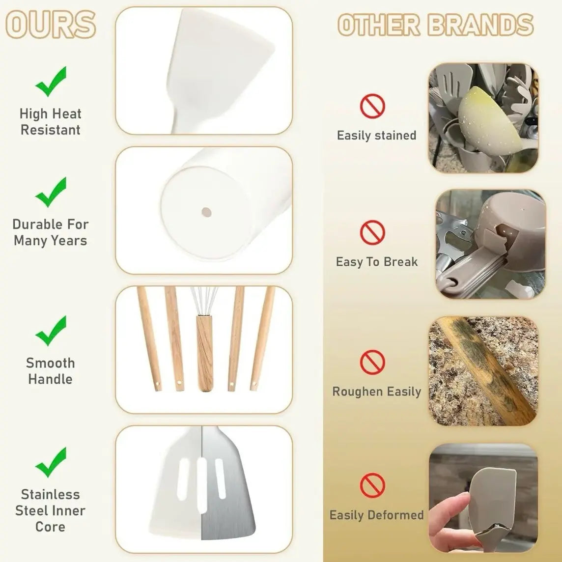 High Quality FDA Certified 12-Piece Silicone Kitchen Utensils Set - Easy to Clean-Good Quality