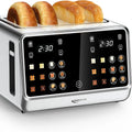Dear Morning Digital Smart Toaster 4 Slice with Touchscreen Dual Control Panel Single Slot Timer Reheat Defrost for Bagels Bread Waffles Stainless Steel Kitchen Essentials