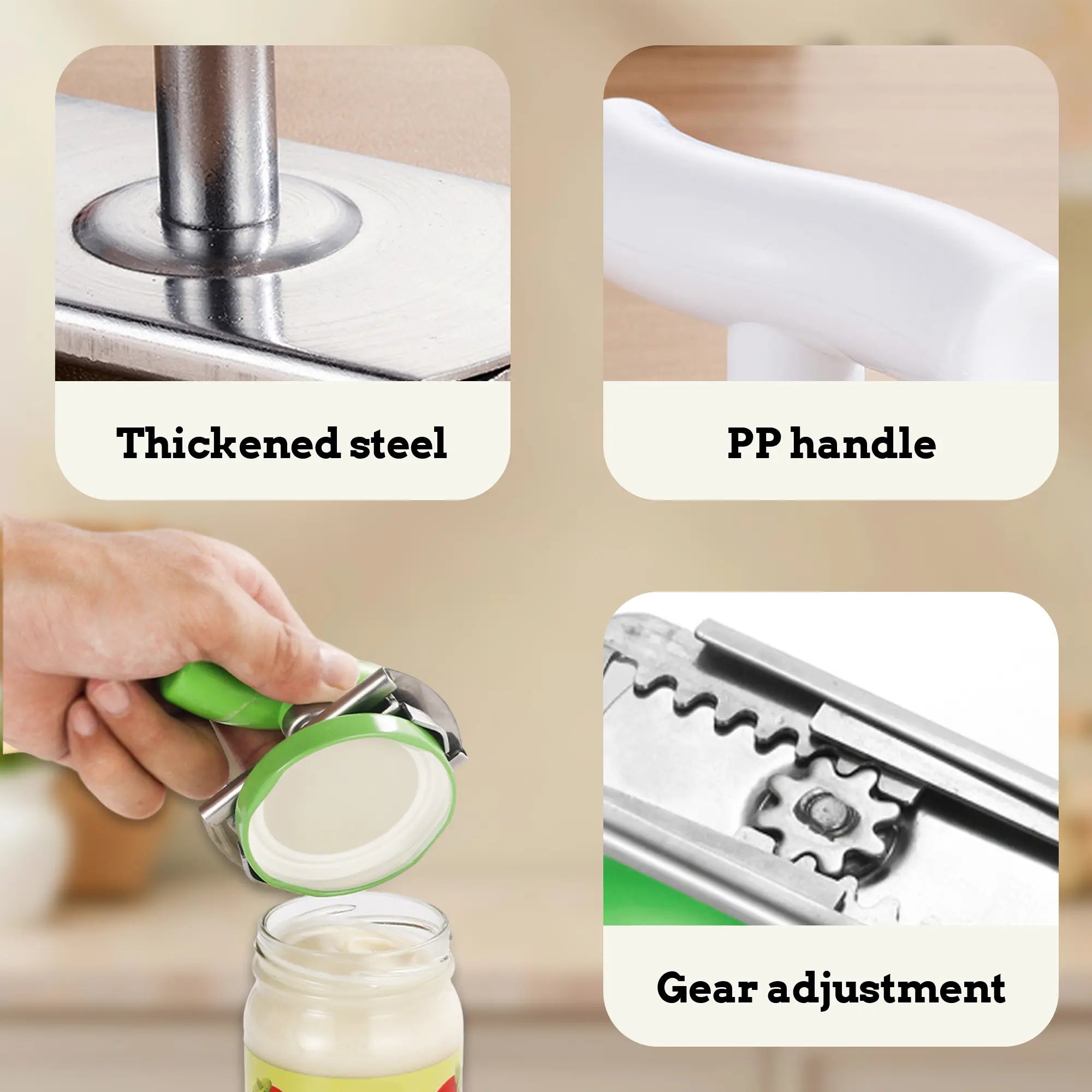 2 Counts Stainless Steel Jar Opener for Easy Opening, Jar Lid Opener for Weak Hand, Suitable for Small and Medium Cans, White & Green