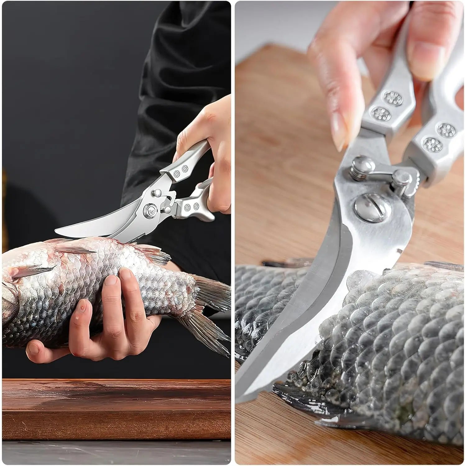 Poultry Shears Heavy Duty Professional, Multipurpose Kitchen Shears with Sheath, Spring-Loaded Stainless Steel Chef Scissors Cutting Bone, Chicken, Fish, Food, Meat