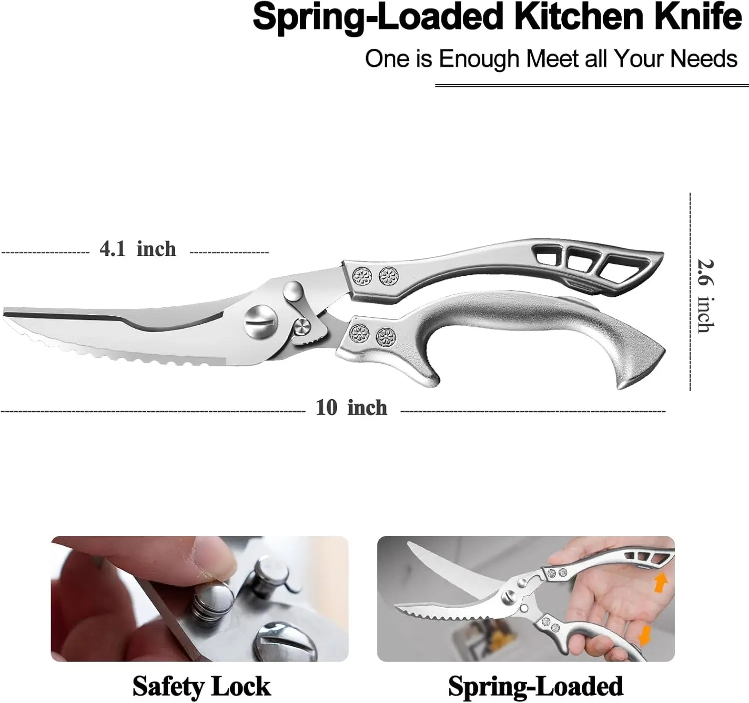 Poultry Shears Heavy Duty Professional, Multipurpose Kitchen Shears with Sheath, Spring-Loaded Stainless Steel Chef Scissors Cutting Bone, Chicken, Fish, Food, Meat